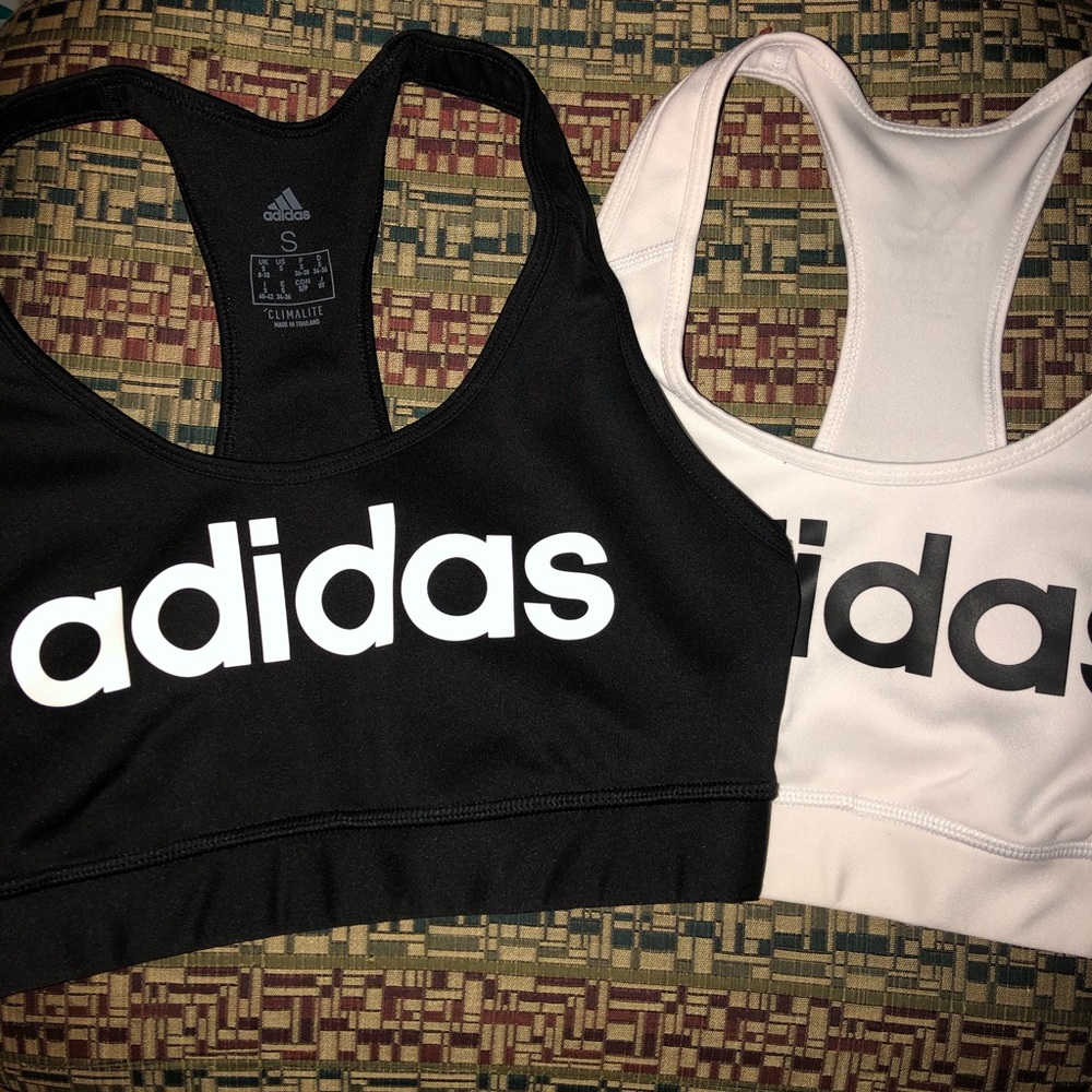 2 Adidas Sports Bras Black and White Pair